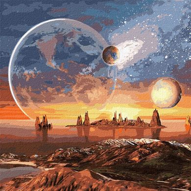 Картина за номерами "Космічна пустеля з фарбами металік" Ідейка 50х50см в інтернет-магазині "Я - Picasso"