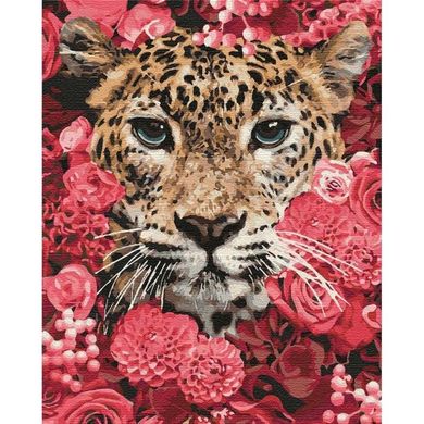 Картина по номерам "Леопард у квітах" Идейка холст на подрамнике 40x50см КНО4185 в інтернет-магазині "Я - Picasso"