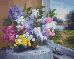 Алмазна картина-розмальовка "Квіти біля вікна" BrushMe 3D ефект подарункова коробка 40x50см GZS1030 в інтернет-магазині "Я - Picasso"