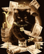 Картини за номерами "Кіт з грошима" Artissimo з золотою фарбою полотно на підрамнику 50x60 см PNХ5585