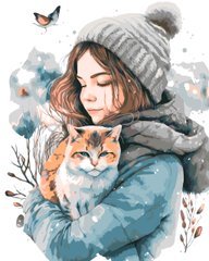 Картина по номерам "Девушка с котиком зимой" Origami 40x50 см LW 31510 в интернет-магазине "Я - Picasso"
