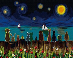 Картина за номерами "Коты звездной ночи" BrushMe полотно на підрамнику 40x50см BS9998 в інтернет-магазині "Я - Picasso"