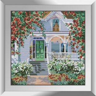 31151 Коттедж в красных розах. Dream Art. Набор алмазной живописи (квадратные, полная) в интернет-магазине "Я - Picasso"