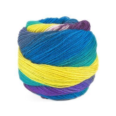 Пряжа Harmonious Sock/Хармониус Сок, черничый-фиолетовый-серый-голубой-бирюзовый-желтый мультиколор 7, Laines du Nord