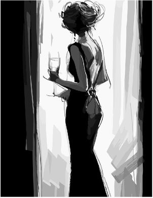 Картина за номерами "Леді в чорному" BrushMe полотно на підрамнику 40х50см GX3165 в інтернет-магазині "Я - Picasso"