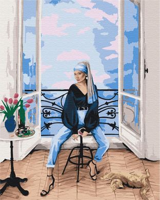 Картина по номерам "Современная девушка с жемчужной серьгой" BrushMe полотно на подрамнике 40x50см BS52762 в интернет-магазине "Я - Picasso"