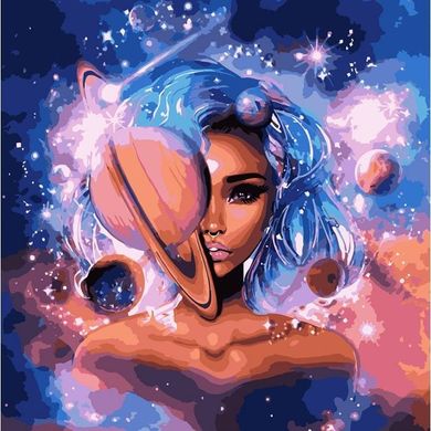 Картина за номерами "Володарка всесвіту з фарбами металік" Ідейка 50x50см КНО9538 в інтернет-магазині "Я - Picasso"