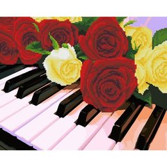 Алмазная картина-раскраска - Розы на рояле в интернет-магазине "Я - Picasso"