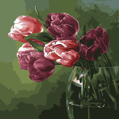 Картина по номерам - Бархатные тюльпаны 40x40см в интернет-магазине "Я - Picasso"