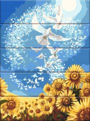 Картина за номерами на дереві "Голуби миру" ArtStory подарункова упаковка 30x40см ASW189 в інтернет-магазині "Я - Picasso"