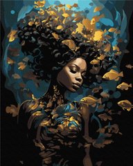 Картина за номерами "Морська німфа" BrushMe із золотою фарбою на чорному полотні 40x50см BSB0007 в інтернет-магазині "Я - Picasso"