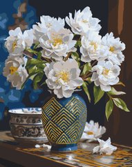 Картина за номерами "Білі квіти у вазі" із фарбами металік золото Origami 40x50см LW 31350 в інтернет-магазині "Я - Picasso"