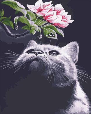Картина за номерами "Кот і магнолія" ArtStory подарункова упаковка 40x50см AS0551 в інтернет-магазині "Я - Picasso"