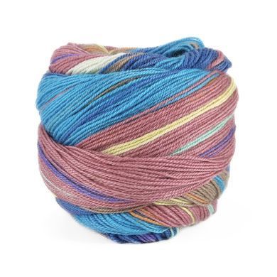 Пряжа Indulgence Sock/Индульгенсе Сок, какао-голубой-хаки-синий-бирюзовый-желтый-оранжевый мультиколор 4, Laines du Nord