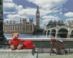 Алмазна мозаїка "Ведмедик-мандрівник в Лондоні" BrushMe полотно на підрамнику 40x50см GF5440 в інтернет-магазині "Я - Picasso"