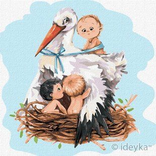 Картина за номерами "Лелека приносить щастя &copy;Софія Нікуліна" Ідейка полотно на підрамнику 30x30см КНО2377 в інтернет-магазині "Я - Picasso"