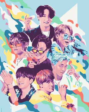 Картина за номерами K-Pop, BTS "Fun Art (Bangtan Boys)" Origami 40x50 см LW 3288 в інтернет-магазині "Я - Picasso"