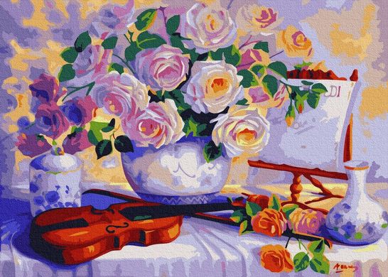 Картина за номерами "Троянди з скрипкою" BrushMe полотно на підрамнику 40х50см G378 в інтернет-магазині "Я - Picasso"