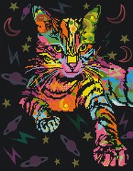 Алмазная картина-раскраска "Неоновая кошка" BrushMe 3D эффект подарочная коробка 40x50 cм GZS1186 в интернет-магазине "Я - Picasso"