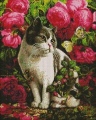 Алмазна мозаїка "Кіт у квітах" ArtStory подарункова коробка полотно на підрамнику 40x50см ASM29 в інтернет-магазині "Я - Picasso"