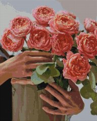 Алмазная мозаика "Букет пионовидных роз" BrushMe холст на подрамнике 40x50см DBS1045 в интернет-магазине "Я - Picasso"