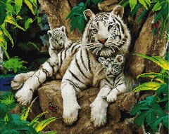 Алмазна мозаїка "Сім'я білих тигрів" BrushMe 40x50см GF3652 в інтернет-магазині "Я - Picasso"