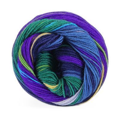 Пряжа Indulgence Sock/Индульгенсе Сок, фиолетовый-темно-серый-зеленый-серый-желтый мультиколор 6, Laines du Nord