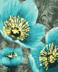 Картины по номерам "Голубые цветы (с золотой краской)" Artissimo холст на подрамнике 50x60 см PNX3301 в интернет-магазине "Я - Picasso"