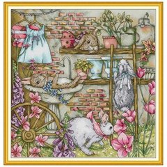 Кроликовий сад Набір для вишивання хрестиком із друкованою схемою на тканині Joy Sunday DA853 в интернет-магазине "Я - Picasso"