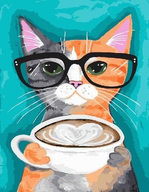 Картина по номерам - Кот и кофе 40x50 в интернет-магазине "Я - Picasso"