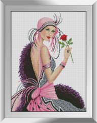 31384 Леди с розой. Dream Art. Набор алмазной живописи (квадратные, полная) в интернет-магазине "Я - Picasso"