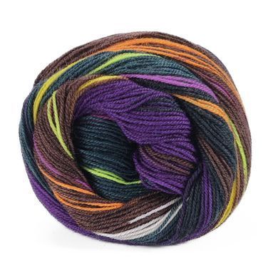Пряжа Indulgence Sock/Индульгенсе Сок, коричневый-черничный-серый-темно-серый-оранжевый-желтый-зеленый-розовый мультиколор 8, Laines du Nord