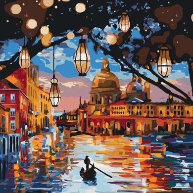 Картина за номерами "Вогні Венеції" Ідейка полотно на підрамнику 40x40см КНО2183 в інтернет-магазині "Я - Picasso"