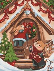 Картина по номерам "Праздничные зайчики" BrushMe холст на подрамнике 30х40см RBS1016 в интернет-магазине "Я - Picasso"