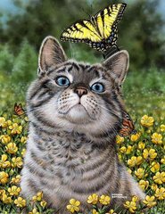 Алмазная мозаика "Кот с бабочкой" Алмазная мозаика 30x40см DM-359 в интернет-магазине "Я - Picasso"