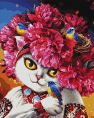Алмазная мозаика "Цветущая кошка" BrushMe холст на подрамнике 40x50см DBS1035 в интернет-магазине "Я - Picasso"