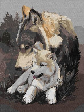 Картина за номерами "Волчья нежность" Ідейка полотно на підрамнику 30х40см KHO4385 в интернет-магазине "Я - Picasso"