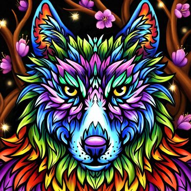 Алмазная мозаика "Красочный волк" Алмазная мозаика 40x40см DM-409 в интернет-магазине "Я - Picasso"
