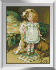 31128 Девочка с собакой. Dream Art. Набор алмазной живописи (квадратные, полная) в интернет-магазине "Я - Picasso"