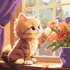 Картина за номерами "Веселе кошеня" Ідейка полотно на підрамнику 40x40см KHO6556 в інтернет-магазині "Я - Picasso"