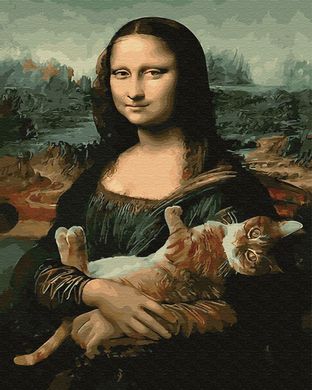 Картина за номерами "Мона Ліза з котом" BrushMe полотно на підрамнику 40x50см BS29098 в інтернет-магазині "Я - Picasso"
