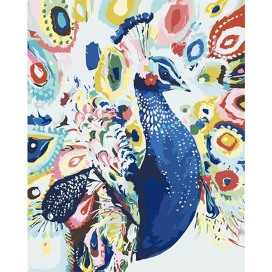 Картина за номерами "Яскравий павич" Ідейка полотно на підрамнику 40x50см КНО2492 в інтернет-магазині "Я - Picasso"