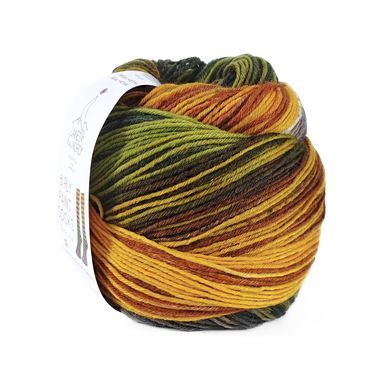 Пряжа Paint Sock 6 PLY/Паинт Сок 6 Плай, бежевый-зеленый-желтый-коричневый-серый полоска 2, Laines du Nord