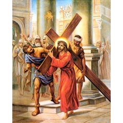Алмазная мозаика "Иисус берет крест на свои плечи" Алмазная мозаика 40x50см DM-445 в интернет-магазине "Я - Picasso"