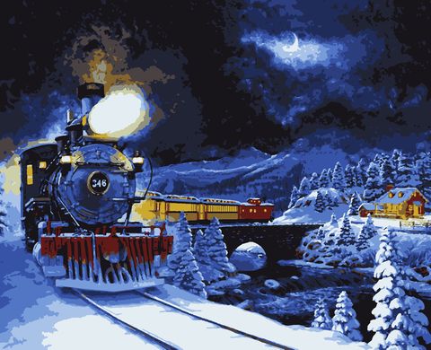 Картини за номерами "Поїзд у зимову казку" Artissimo полотно на підрамнику 50x60 см PNХ5252 в інтернет-магазині "Я - Picasso"