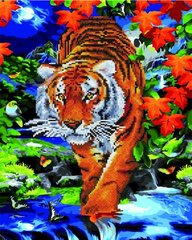 Алмазна картина-розмальовка "Тигр на полюванні" BrushMe 3D ефект подарункова коробка 40x50см GZS1098 в інтернет-магазині "Я - Picasso"