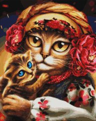Алмазная мозаика "Семья котиков" BrushMe холст на подрамнике 40x50см DBS1037 в интернет-магазине "Я - Picasso"