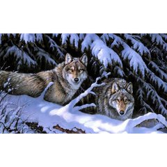 Алмазная мозаика "Волки на снегу" Алмазная мозаика 50x30см DM-280 в интернет-магазине "Я - Picasso"