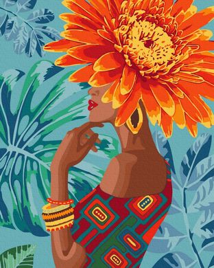 Картина за номерами "Дівчина - тропічний квітка" BrushMe полотно на підрамнику 40х50см PGX40015 в інтернет-магазині "Я - Picasso"