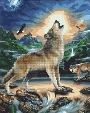 Алмазна картина-розмальовка "Вой вовка" BrushMe 3D ефект подарункова коробка 40x50 cм GZS1095 в інтернет-магазині "Я - Picasso"